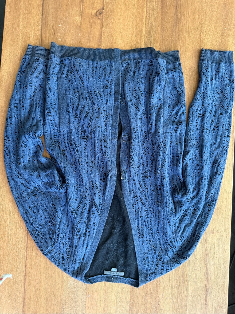 John Varvatos Navy Openwork Knit Cardigan